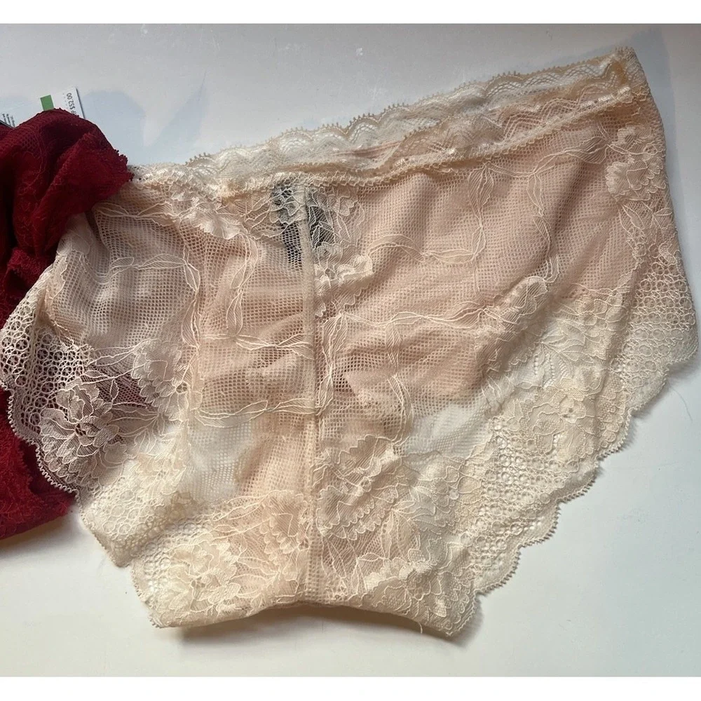 Tahari Lace Red Black Pink Boyshort Panties Underwear‎ Size Large New With Tags